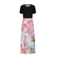 thumbnail image 3 of PuLe 【New】 Summer Short Sleeve Dress Women Summer Maxi Dress Casual Long Boho Beach Sundresses Casual Crewneck Short Sleeve Ankle Length Dress, 3 of 4