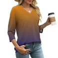 thumbnail image 4 of Liquidation! T-Shirt Grande Taille pour Femmes, Blouse à Manches Courtes d'Été pour Femmes, Blouses Décontractées Unies pour Femmes, Col Rond Manches 3/4, Blouse d'Été à la Mode, 4 of 5