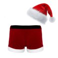 thumbnail image 2 of CHICTRY Ensemble de Noël pour Hommes Tenues de Père Noël 2 Pcs Boxeurs Rouges Shorts de Vacances avec Chapeau B Rouge TTG, 2 of 7