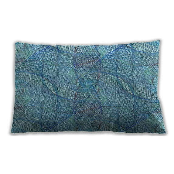 Ahgly Company Patterned Indoor Rectangular Blue Diamond Blue Lumbar Throw Pillow, 13 inch by 19 inch