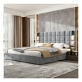 thumbnail image 3 of GDF Studio Luxurious Velvet King Bed with USB Port & Reading Lamp, Grey, 3 of 5