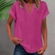 thumbnail image 2 of Vestidos Casuales Para Mujer, Blusas De Mujer De Moda Suéter de mujer de color liso de imitación de lino y lino con hombros descubiertos y cuello en V de manga corta a la moda, 2 of 5