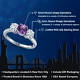 thumbnail image 2 of Gem Stone King 925 Sterling Silver Purple Amethyst and White Moissanite Engagement Ring for Women | 2.00 Cttw | Round 6MM | Gemstone February Birthstone | Size 8, 2 of 7