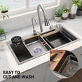 thumbnail image 5 of Waterfall Kitchen Sink, Single Bowl Drop in Kitchen Sink with Pull-Out Faucet and Multiple Accessories (31.5×18.1×8.7 inch)-Gray, 5 of 7