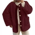 thumbnail image 1 of KIHOUT Women's Fall Winter Warm Jacket Casual Solid Color Splice Long Sleeve Button Sherpa Coat with Pockets, 1 of 5