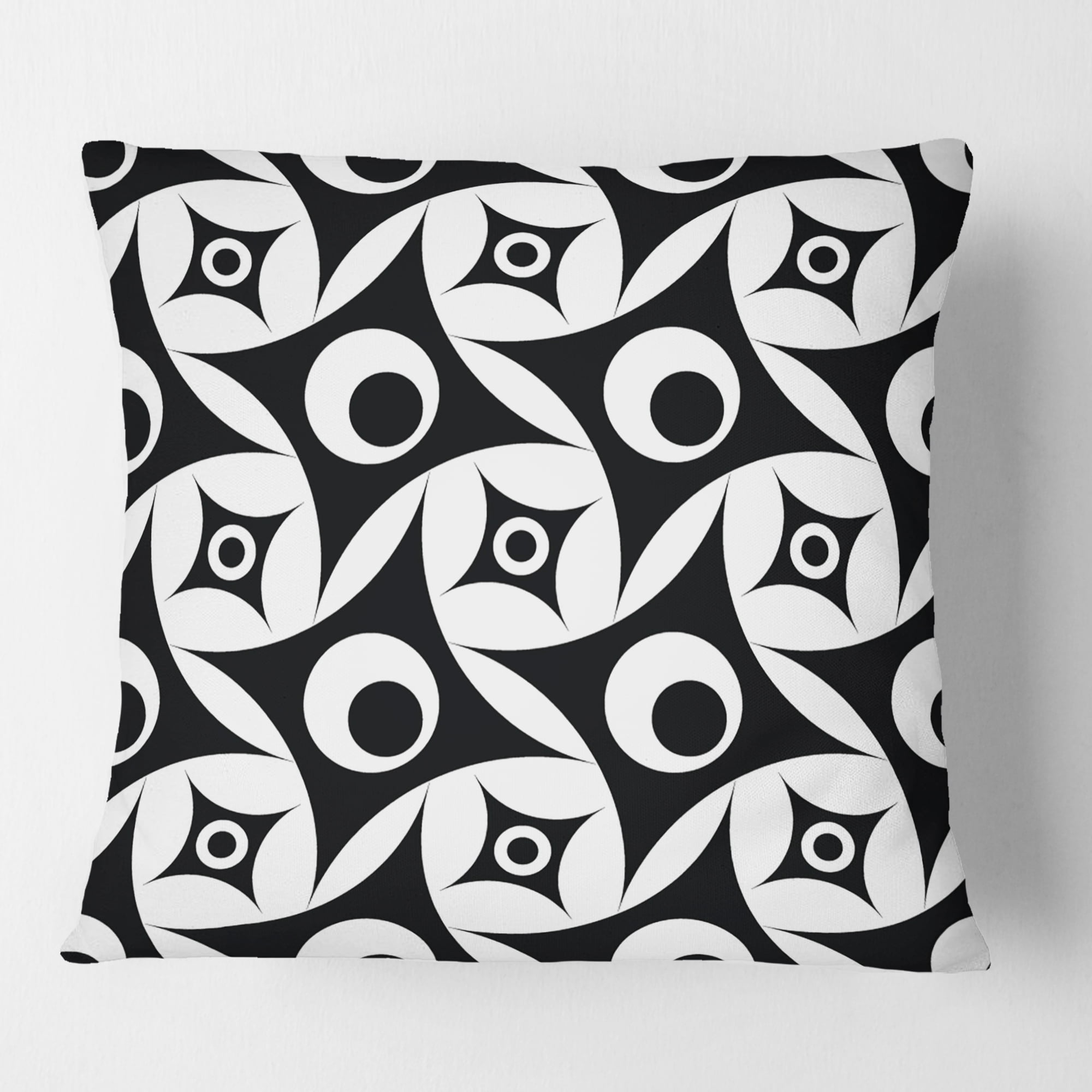 Designart Monochrome Geometric Pattern VII' Mid-Century Modern Throw Pillow - 16x16