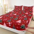 thumbnail image 5 of Manfei Santa Bed Sheets Holiday Full Size Sheets, Pink Red 4 Pieces (1 Flat Sheet, 1 Fitted Sheet and 2 Pillowcases), 5 of 6