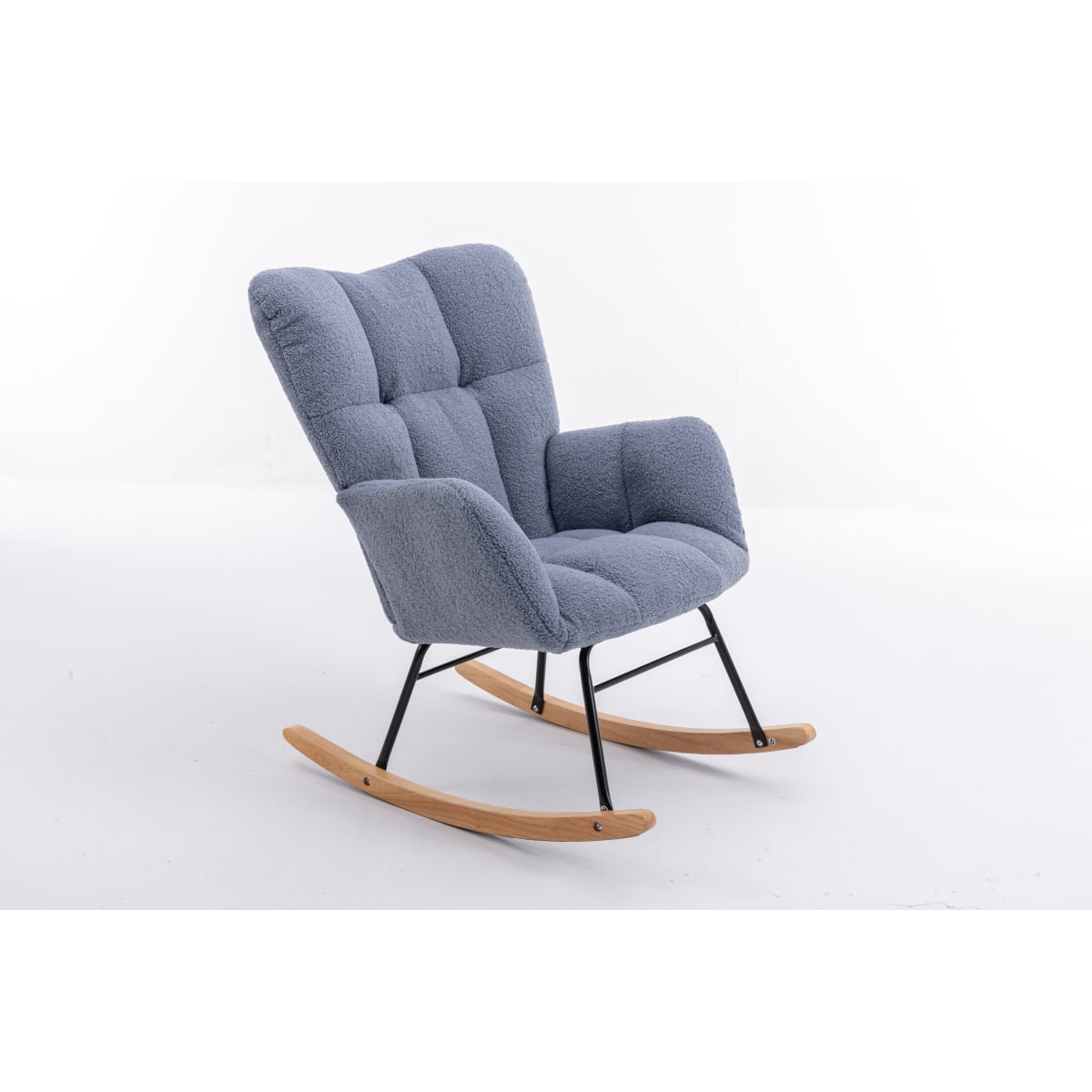 Newboti Furniture 050-Teddy Fabric Rocking Gilder Nursery Chair For Living Room Indoor,Light Blue BN.6966