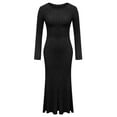thumbnail image 5 of DHFJKG Womens Sweaters Dress Knit Ribbed V Neck Long Sleeve Slim Fit Maxi Dress Winter Pullover Tunic Ankle-Length Cozy Dresses, 5 of 5