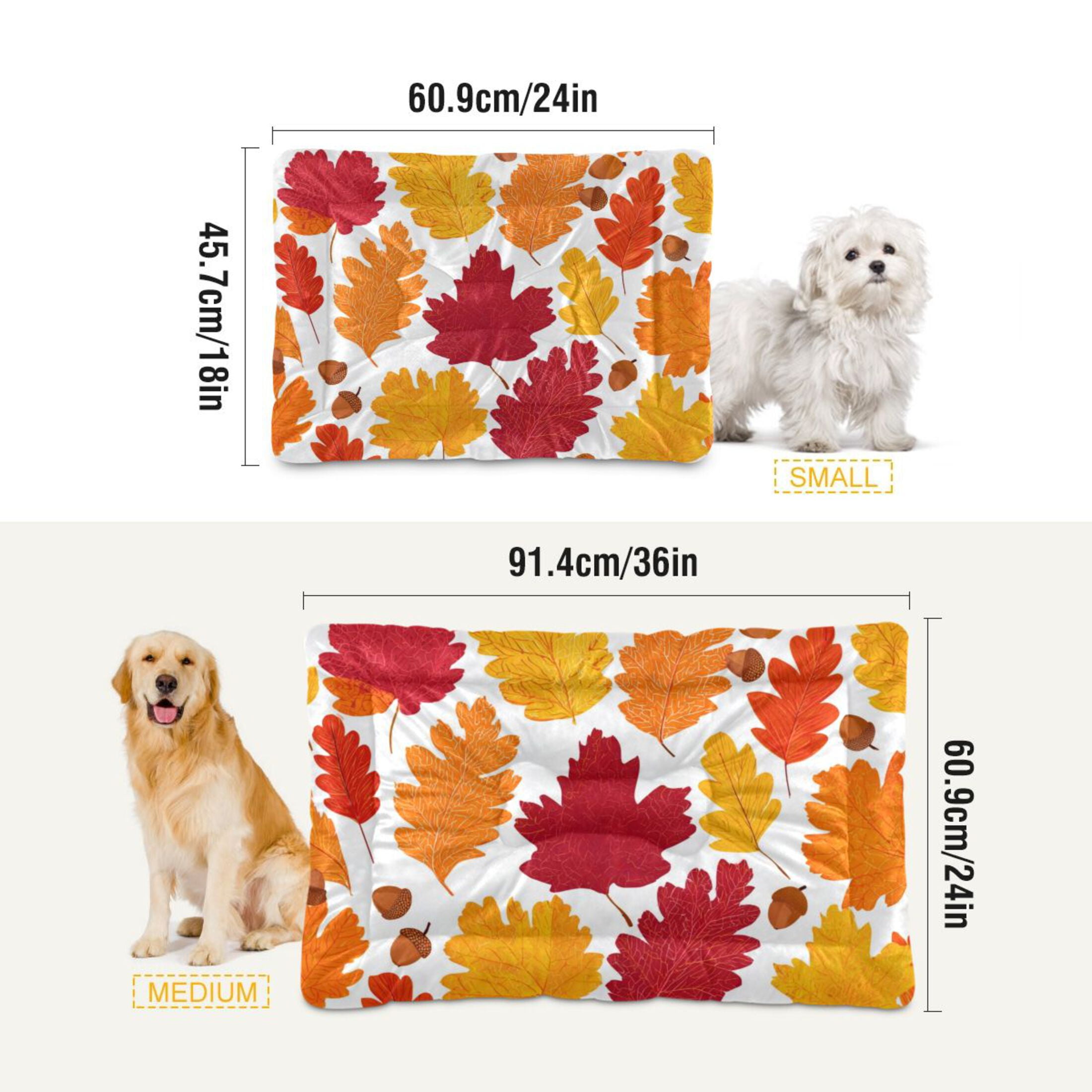 Cozy Mat Pet Bed Indoor Outdoor Warm Soft For Cat Dog Puppy(S/M) Red Orange Yellow Autumn Leaves