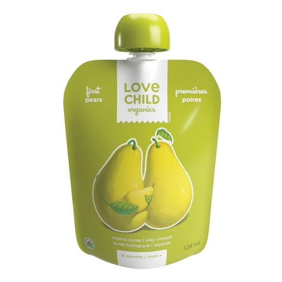 Love Child Organics Simple Firsts Pears Puree 128ml Pouch, 128 ml