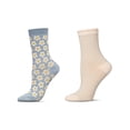 thumbnail image 2 of MeMoi 2 Pair Women's Fashion Floral Crew Socks - Womens - Female, 9-11, Light Blue, 2 of 3
