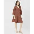 thumbnail image 3 of Moomaya V Neck Printed Rayon 3/4 Sleeve Wrap Dress - Women's Wrap Dress, 3 of 9