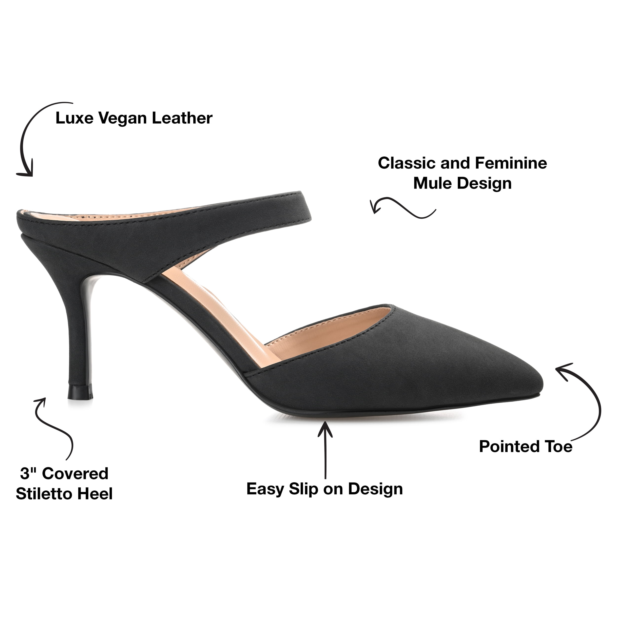 Journee Womens Maevali Mules Mid Stiletto Pointed Toe Pumps