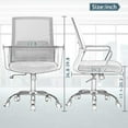 thumbnail image 3 of Home Office Desk Chair Mesh Computer Chair Adjustable Mid-Back Office Chair Back Support Rolling Swivel Task Chair with Arms and Lumbar Support for Adults, Gray, 3 of 7