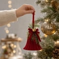 thumbnail image 4 of Christmas Bell Ornament Hanging Bow Pinecone Pine Needles Tree Decoration Pendant Holiday Decor Indoor Party Accessory, 4 of 4