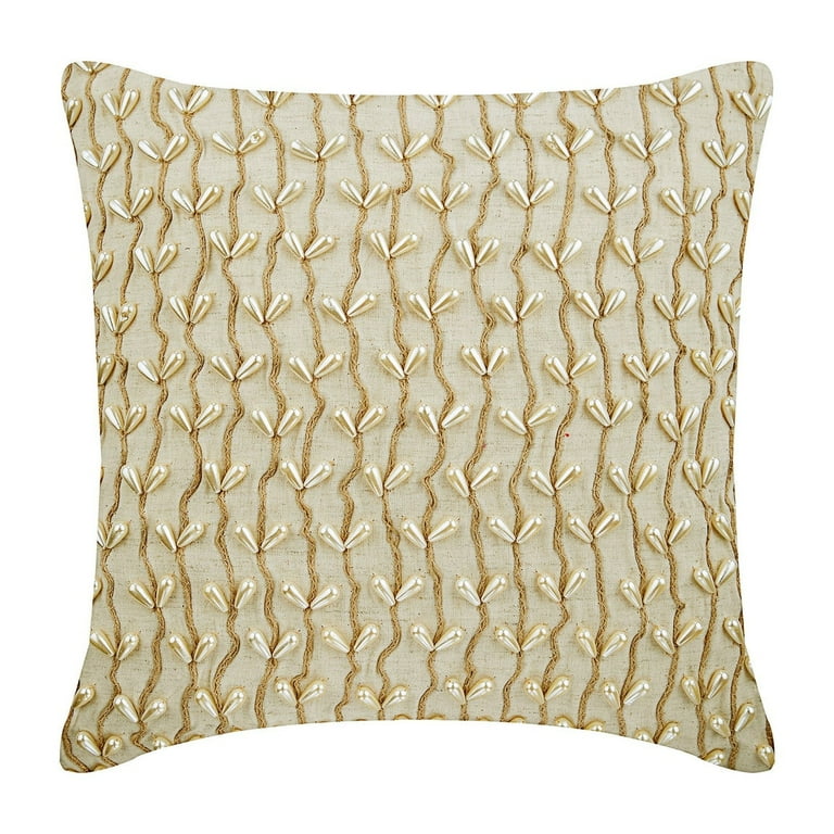 Euro Pillow Covers Natural Beige Euro Size Pillow Covers 26x26 inch 65x65 cm Linen Euro Pillow Shams Nature Floral Pearl Jute Contemporary European Sham Pearl Drops Ivy Walmart