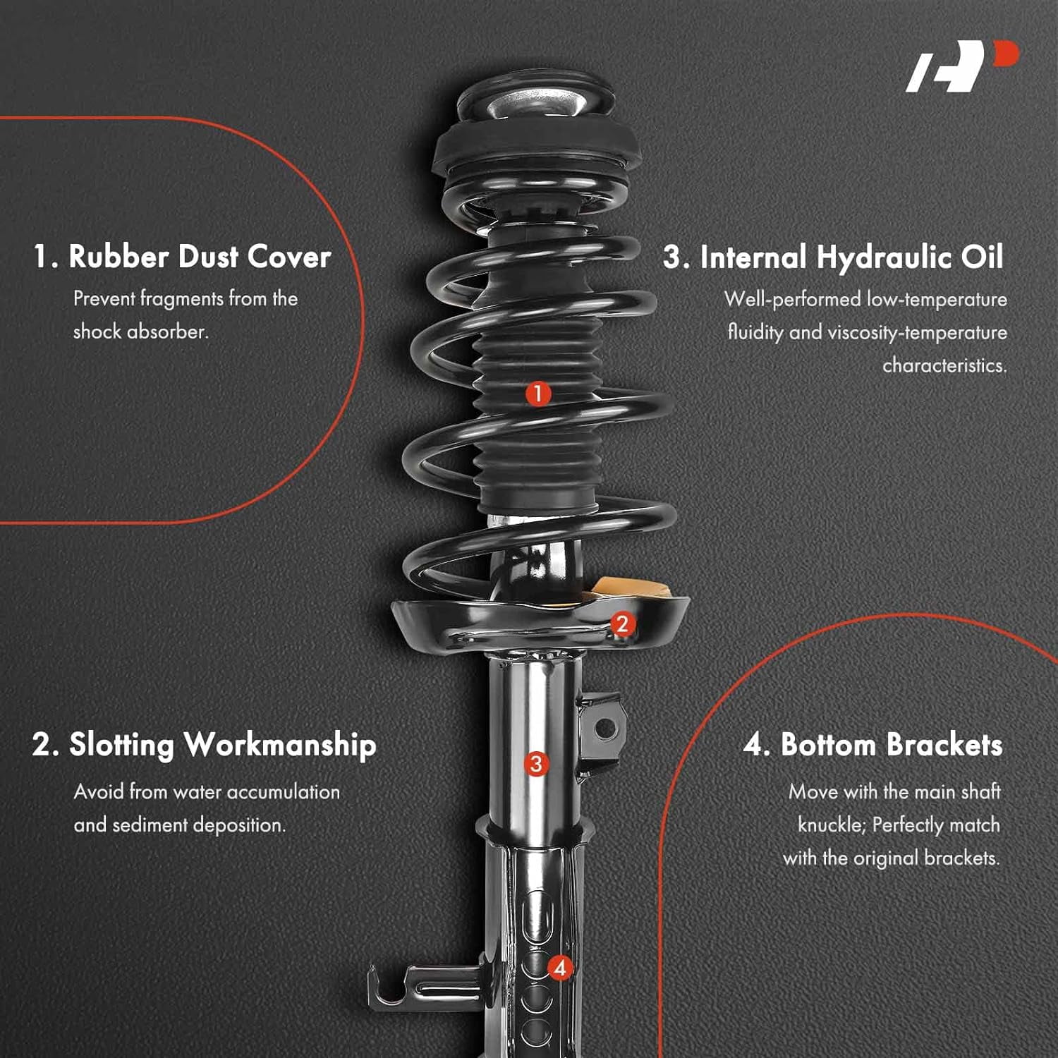 A-Premium Front and Rear Pair Complete Strut Assembly Shock Absorber Compatible with Buick Enclave 08-12 & Chevrolet Traverse 09-12 & GMC Acadia 07-12 & Saturn Outlook 07-10