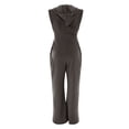 thumbnail image 5 of Women's Hooded Jumpsuit, Long Sleeve Front Zipper Romper with Pockets, Wide Leg Casual One Piece Outfit, Retro Sporty Streetwear and Loungewear​-Dark Gray, 5 of 5