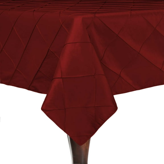 Ultimate Textile (10 Pack) Embroidered Pintuck Taffeta 60 x 90-Inch Rectangle Tablecloth Garnet / Burgundy