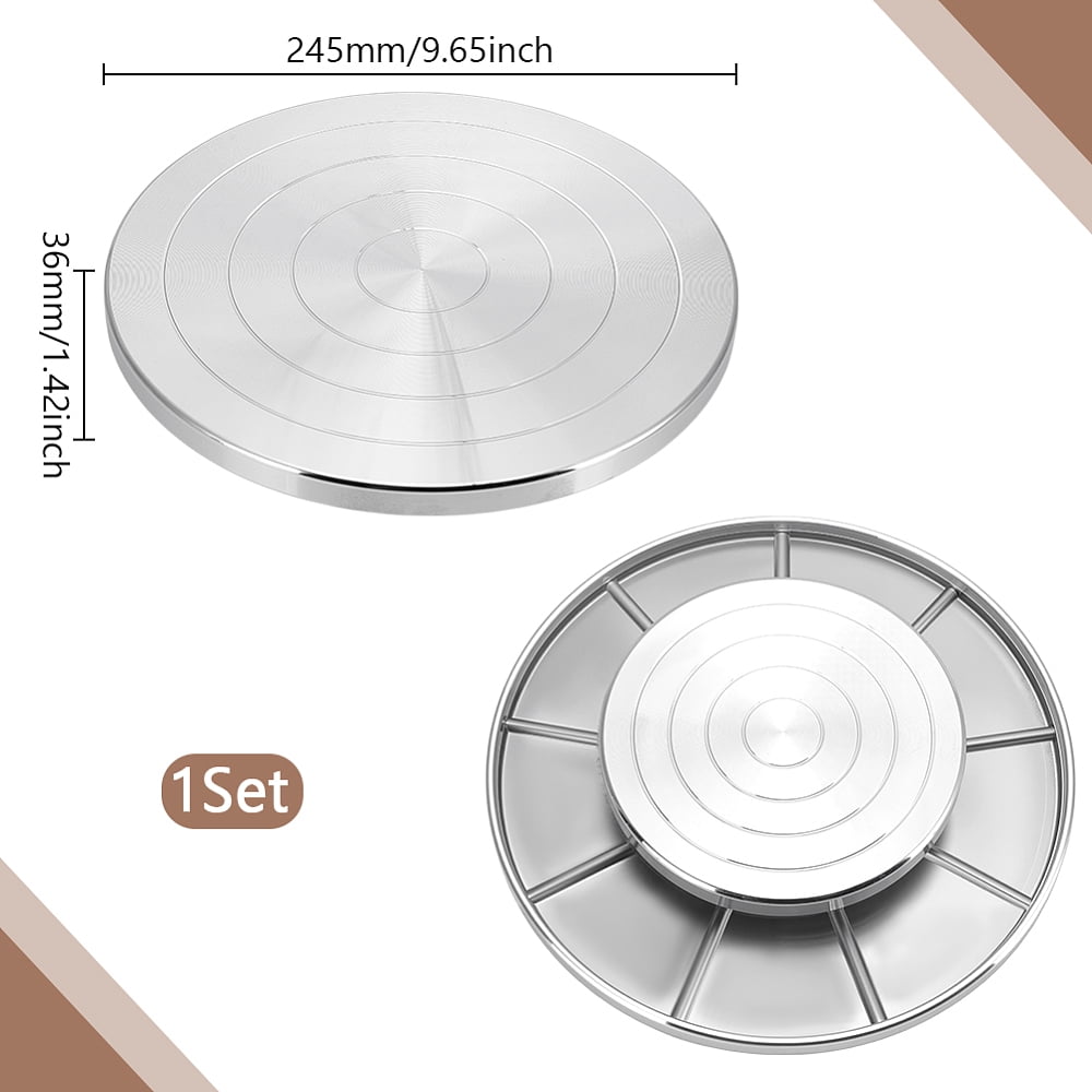 Aluminum Double Sided Turntable for Ceramic Clay Sculpture Wheel Rotating Tools Platinum 245x36mm