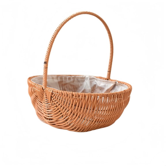 FSAGAE Oval Woven Storage Basket 29 cm Large with Handle for Home Garden and Decor Brown`