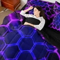 thumbnail image 4 of Castle Fairy Teens Gradient Hexagon Bedding Comforter Set,Neon Lights Queen Bedding Sets, 4 of 8