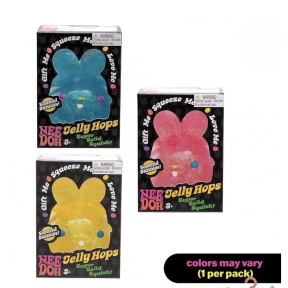 nee doh JELLY HOPS SQUISH SENSORY FIDGET BUNNY ,SCENTED, 1 COLOR CHOSEN AT RANDOM