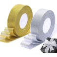 thumbnail image 1 of 2 rollos de 25 cintas anchas con purpurina (2 cm doradas, plateadas) Cintas doradas Cintas navideñas Cintas decorativas para envolver regalos, hacer lazos y coronas, 1 of 5