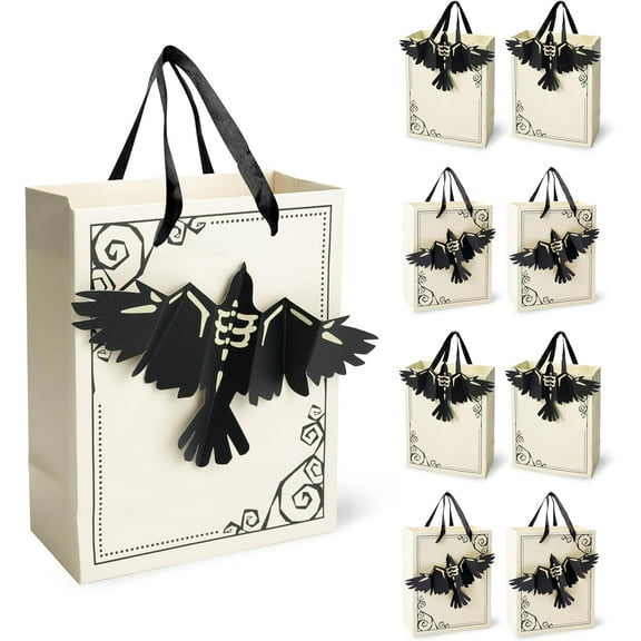 Cheerland Gothic Paper Crow Halloween Party Favor Gift Bags, 8 Set