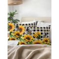 thumbnail image 3 of Outdoor Pillows Waterproof, Sunflower Bee Bedding Throw Pillows with Insert for Couch Sofa Bed, Black Buffalo Plaid Botanical Leaf Floral 12x20 Inch Pillowcases Decorative Patio Pillow Set of 2, 3 of 8