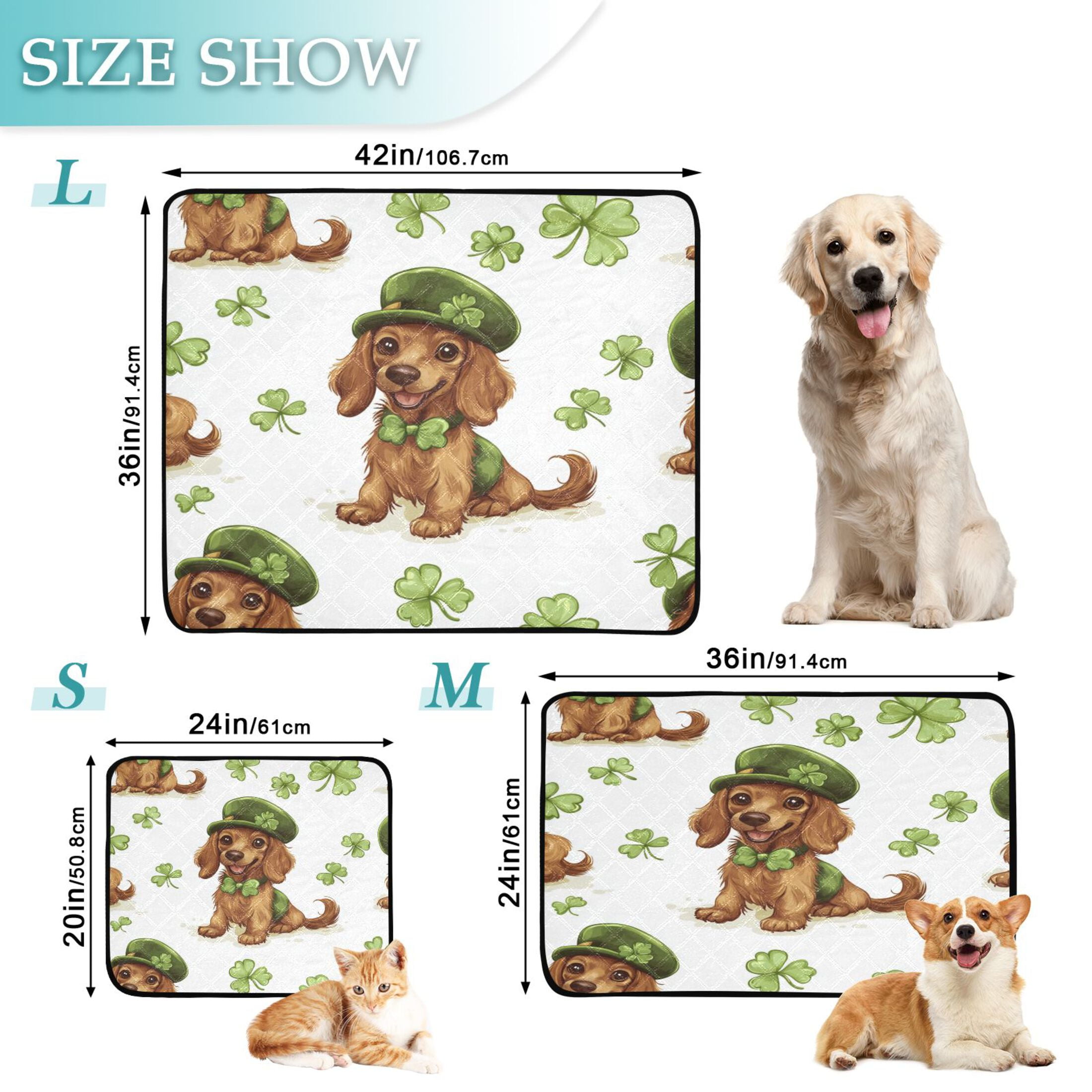 Qxltty St Patricks Dachshund in A Shamrock Hat Pattern Cat litter Pads Pet Set of 3 Diaper Mats Center Anti-leakage Layer Absorbent Soft and Comfortable
