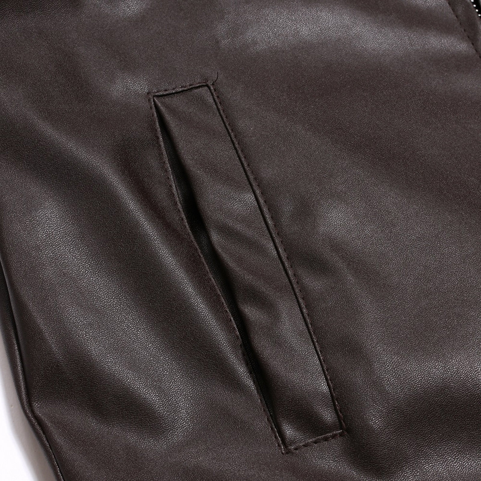 HWRETIE Men's Leather Plus Fleece Motorcycle Jacket Warm Winter Leather Coat Casual Outwear Stylish Protective Outerwear
