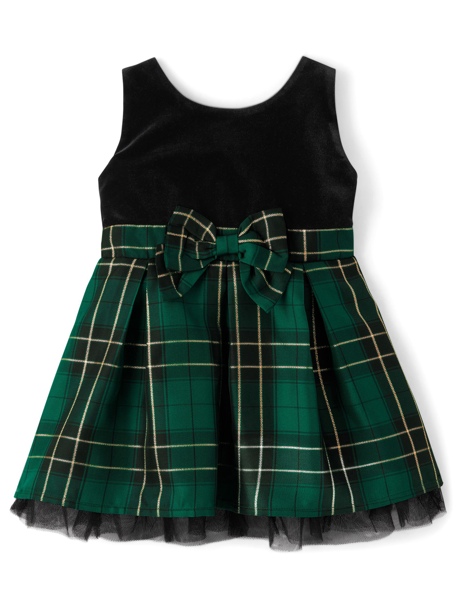 The Children's Place Toddler Girls Sleeveless Plaid Velour Dress, Sizes 12M-5T