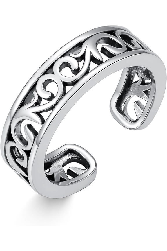 Toe Ring for Women 925 Sterling Silver Hawaiian Leaf Adjustable Filigree Flower Toe Ring for Summer Beach Open Toe Rings Summer Beach Foot Jewelry for Women Mom Wife Friends