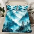 thumbnail image 2 of Manfei Woodland Jungle Plants 3pcs Twin Sheet Sets for Children Teens,Moutain Trees Twin Fitted Sheet,Botanical Theme Breathable Flat Sheet,Lightweight Room Decor, 2 of 7
