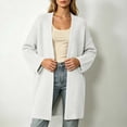 thumbnail image 2 of Otvok Women Textured Rib Knit Open Front Cardigan, Long Drop Shoulder Sleeve Mid Length Loose Knit Sweater Outerwear, 2 of 7
