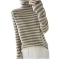 thumbnail image 2 of Goodtrade8 Fleece Womens Sweaters Tunic Casual Long Sleeve Striped Turtleneck Sweaters Tops, 2 of 3