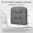 thumbnail image 6 of Chair Cushions for Dining Chairs, Non-Slip Chair Pads, Thick Seat Cushions for Dining Room Chairs, Kitchen Chair Cushions Set of 4, 17" x 17" x 4", Dark Grey, 6 of 7