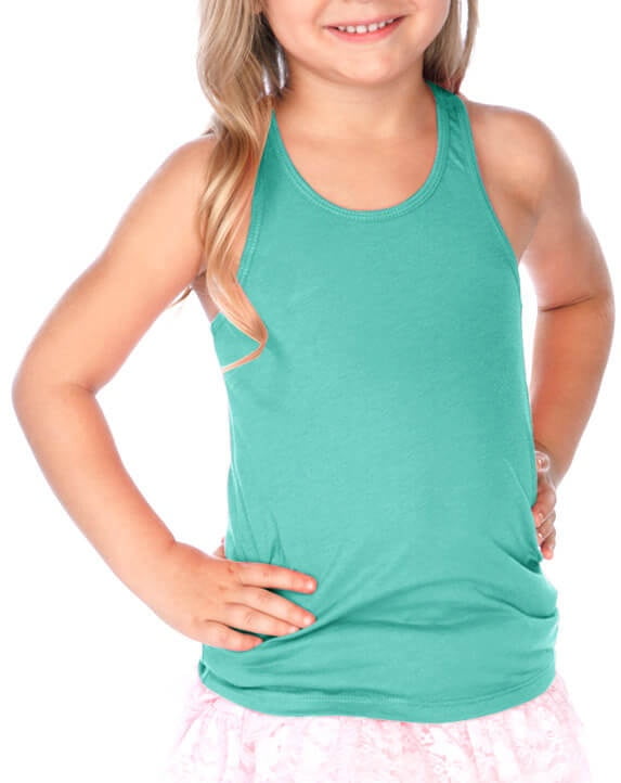 Kavio! Little Girls 36X Sheer Jersey Racer Back Tank Caribbean Blue 6X