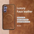 thumbnail image 3 of ELEHOLD PU Leather Case For Samsung Galaxy A15 Slim Magnetic Shockproof Cover, [MagSafe Compatible], [Lens&Screen Protection], Drop protection Case - Brown, 3 of 11