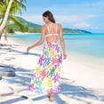 thumbnail image 7 of Women Sarong Wraps Hand Drawn Flower Swimsuit Beach Pareo Bikini Coverups Skirt M, 7 of 7
