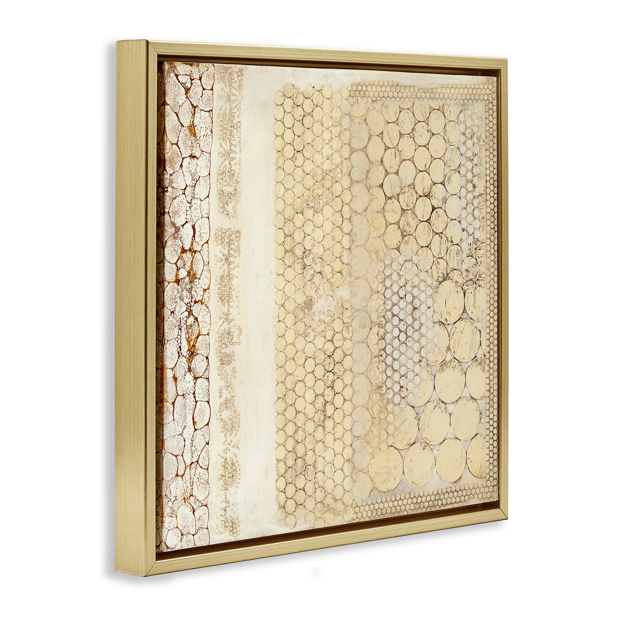 Stupell Industries Rustic Country Geometric Abstract Painting Gold Floater Framed Canvas Art Print Wall Art, 18 x 18