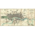 thumbnail image 2 of Mogg, Edward 18x11 Gold Ornate Wood Framed with Double Matting Museum Art Print Titled - Map of London 1806, 2 of 4
