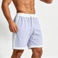 thumbnail image 5 of Men's Color Block Quick Dry Shorts 7-Inch, Elastic Waist Drawstring Casual Baggy Swim Trunks with Side Pockets, Lightweight Breathable Summer Beach Shorts Light Blue, 5 of 5