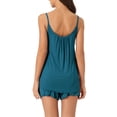 thumbnail image 3 of INSPIRAR CHIC Conjunto de Pijamas para Mujeres, Top de Tirantes con Volantes de Color Sólido y Pantalones Cortos, Talla XL, Azul Lago, 3 of 6