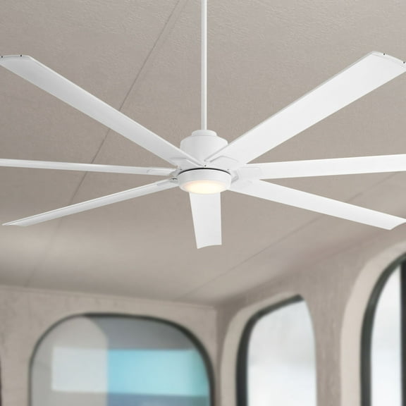 84" Casa Vieja Airbender Matte White LED Ceiling Fan with Remote