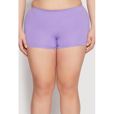 Womens Plus Size Ribbed Seamless Boyshort Panty