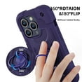 thumbnail image 6 of Double Ring Kickstand Case for iPhone 16 for Women Girls, Rugged Hybrid Heavy Duty 3 in 1 phone Case Soft Silicone Hard PC Full Armor Protective Case for iPhone 16, Darkpurple, 6 of 6