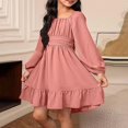 thumbnail image 2 of Teylalorva Girls Dresses (4-13), Sweet Puff Long Sleeve Bow Backless Tie-Up Dresses Crew Neck Fashion Outfit Summer Party Pink Size 6, 2 of 9